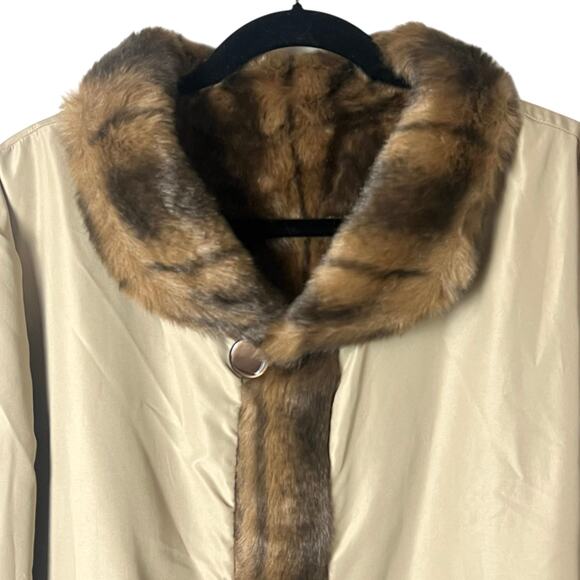 Vintage Norm Thompson Reversible Faux Fur Mid-Length Coat Jacket Size 2X - Picture 6 of 10